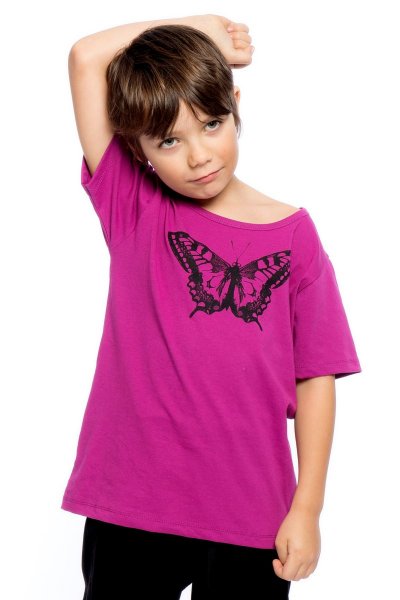 Butterfly Kids T-shirt Eco Magenta