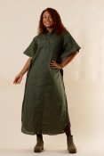Lofoten Linen Shirt Dress ForestGreen