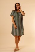 Vika Dress Green Stripe